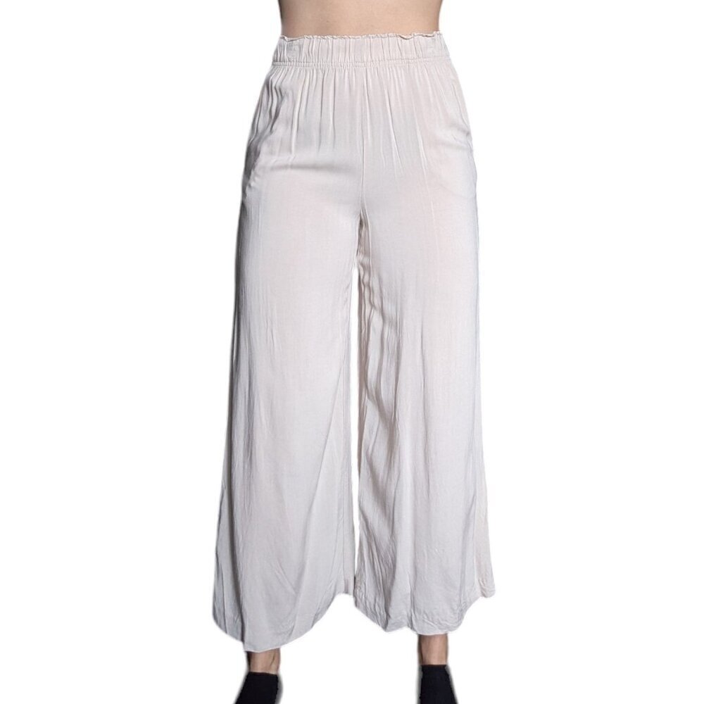 H&M Beige  Wide Leg Flowy Plants with Side Pockets Women Size Small